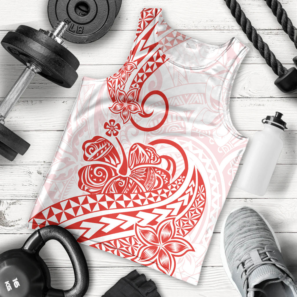 Polynesian Men Tank Top Tribal Tattoo Red Screen Color