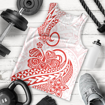 Polynesian Men Tank Top Tribal Tattoo Red Screen Color