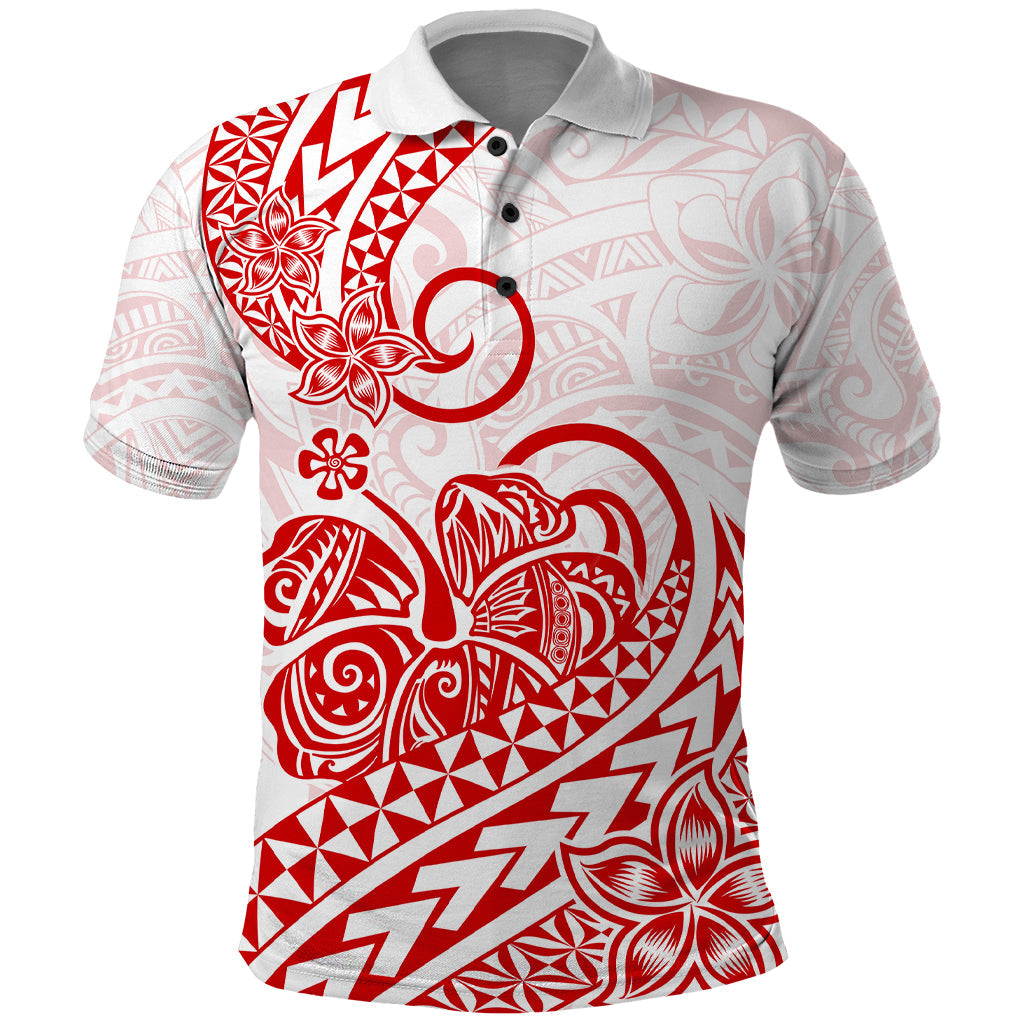 Polynesian Polo Shirt Tribal Tattoo Red Screen Color