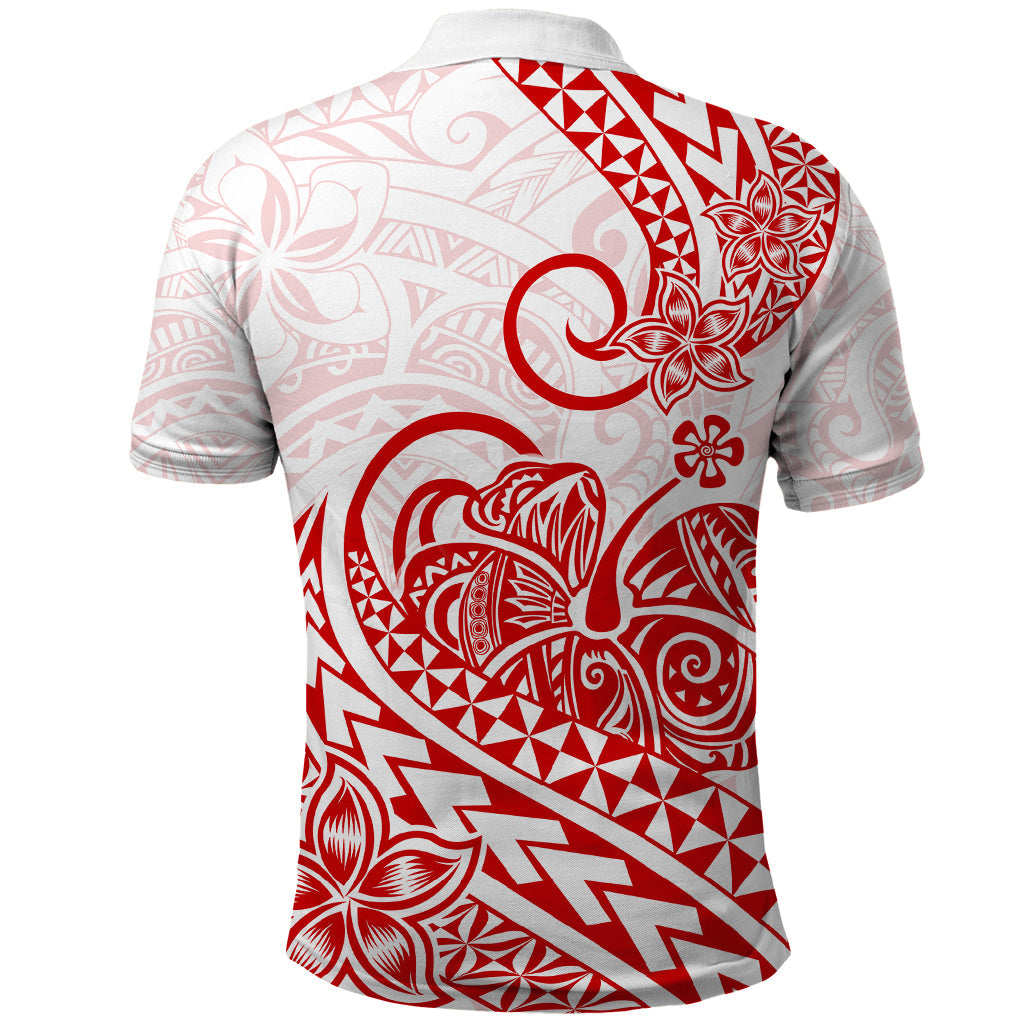 Polynesian Polo Shirt Tribal Tattoo Red Screen Color