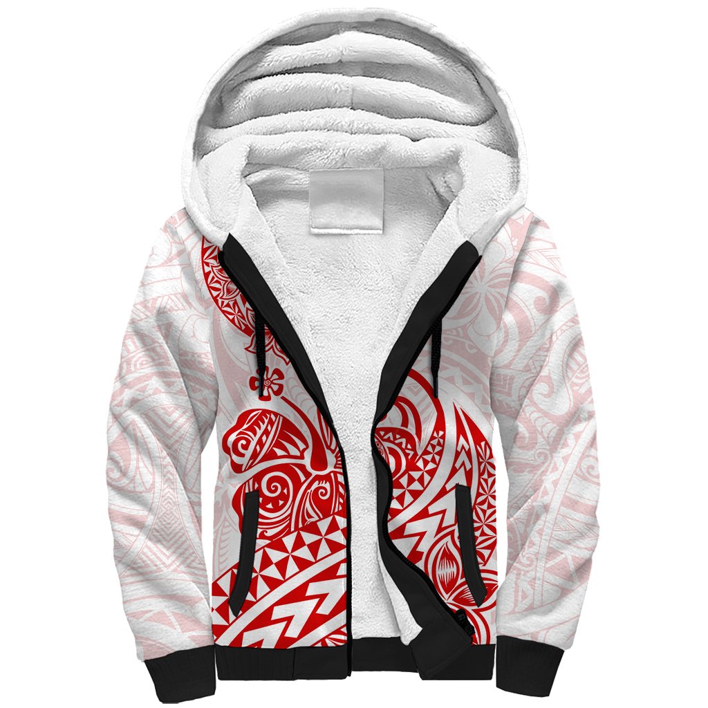 Polynesian Sherpa Hoodie Tribal Tattoo Red Screen Color