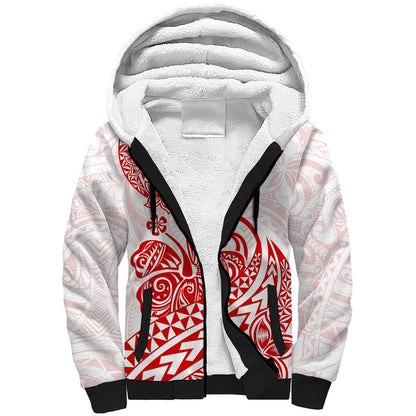 Polynesian Sherpa Hoodie Tribal Tattoo Red Screen Color