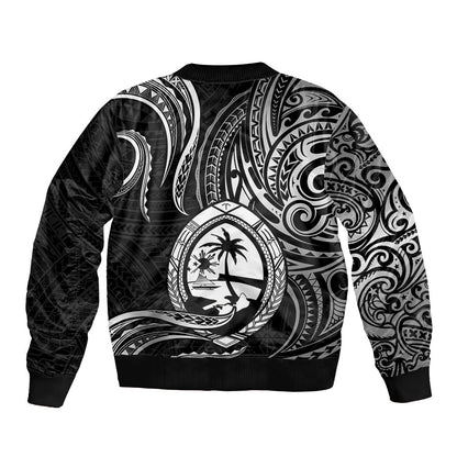 Polynesian Guam Bomber Jacket With Polynesian Tribal Tattoo and Coat of Arms Black Version