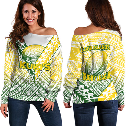 The Kuki's Cook Islands Rugby Off Shoulder Sweater Be Unique Vibe White