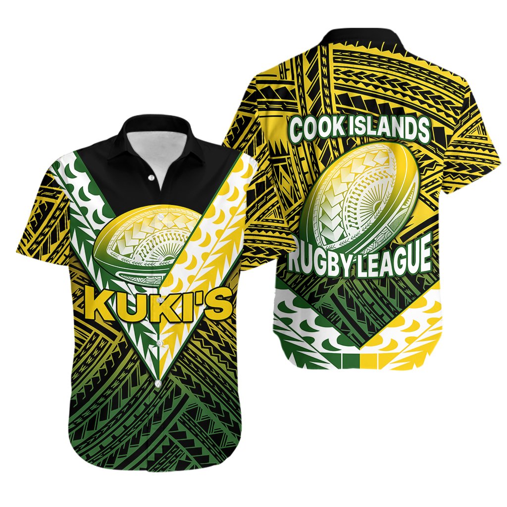 The Kuki's Cook Islands Rugby Hawaiian Shirt Be Unique Vibe Black