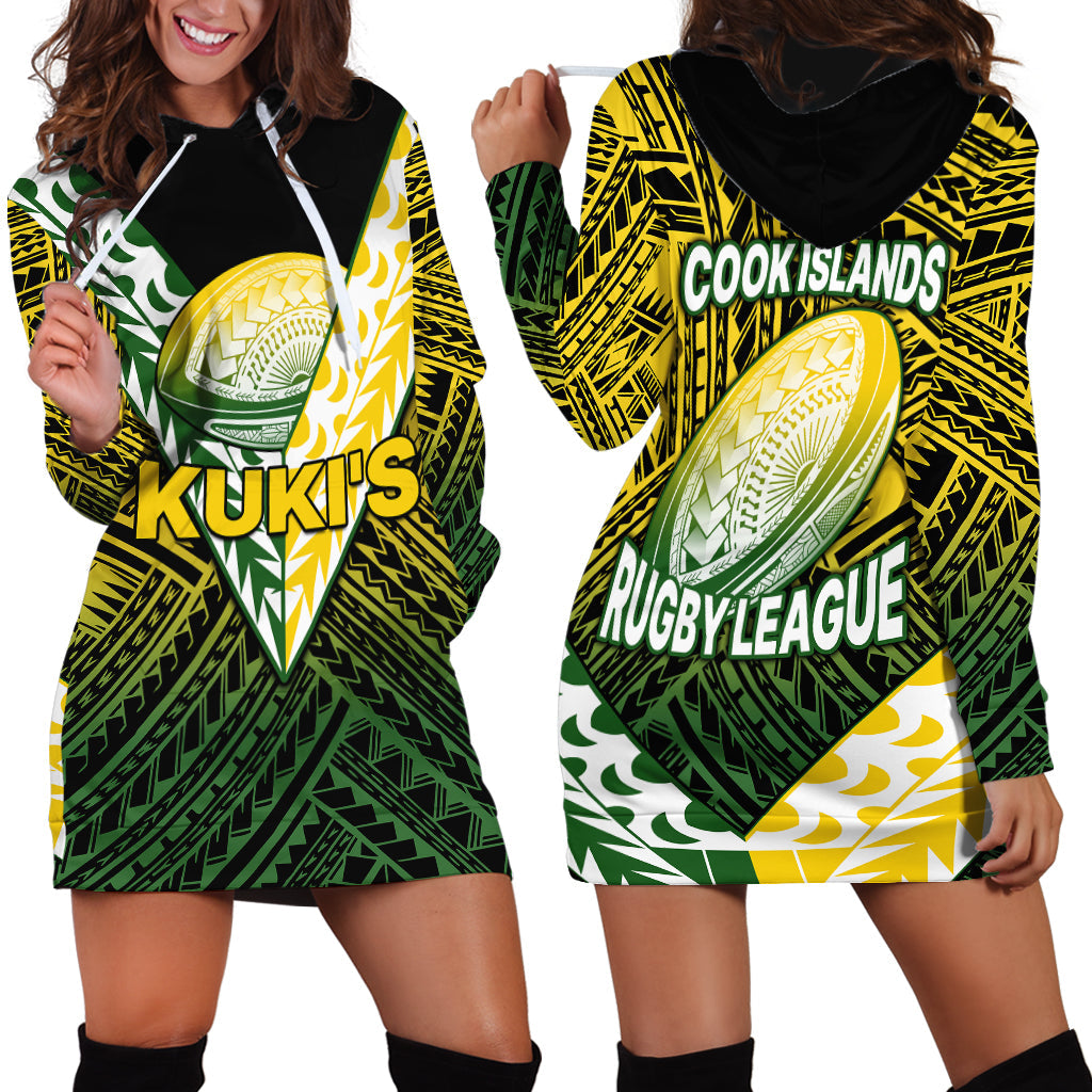 The Kuki's Cook Islands Rugby Hoodie Dress Be Unique Vibe Black