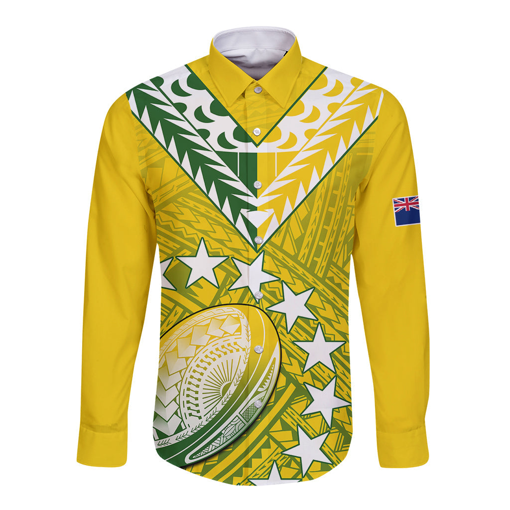 The Kuki's Cook Islands Rugby Long Sleeve Button Shirt Be Unique Vibe Yellow