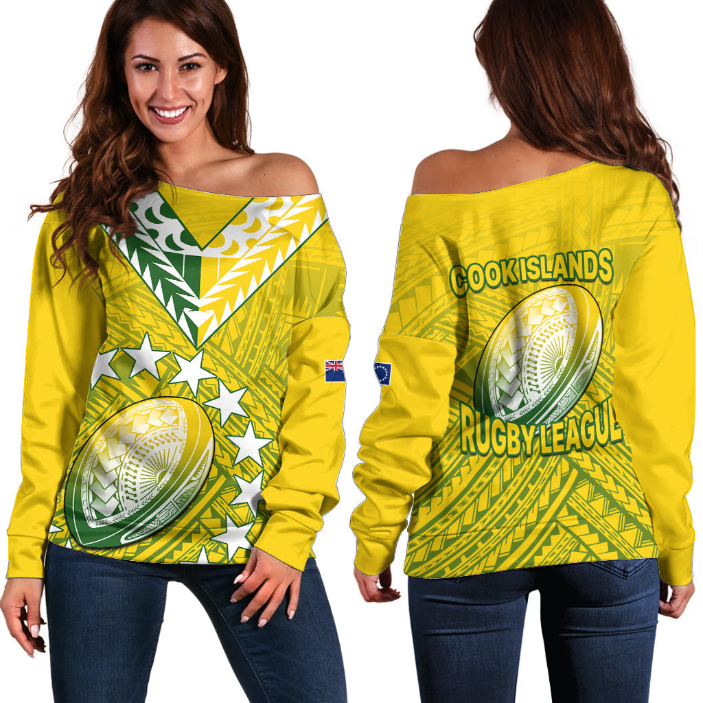The Kuki's Cook Islands Rugby Off Shoulder Sweater Be Unique Vibe Yellow