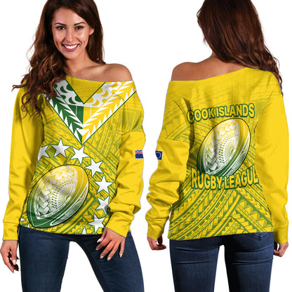 The Kuki's Cook Islands Rugby Off Shoulder Sweater Be Unique Vibe Yellow