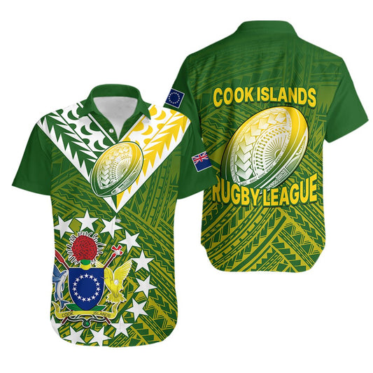 The Kuki's Cook Islands Rugby Hawaiian Shirt Be Unique Vibe Green