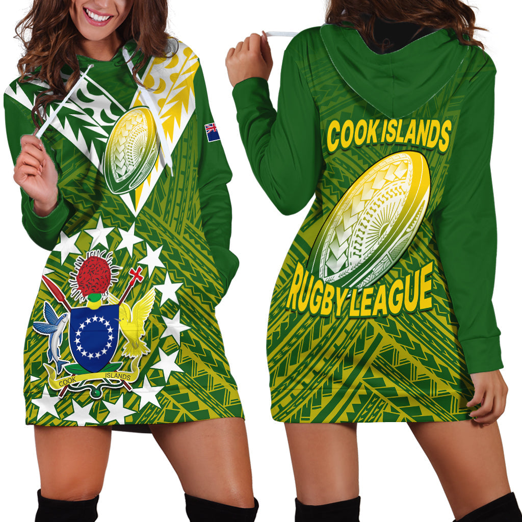 The Kuki's Cook Islands Rugby Hoodie Dress Be Unique Vibe Green
