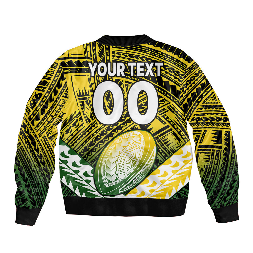(Custom Text And Number) The Kuki's Cook Islands Rugby Bomber Jacket Be Unique Vibe Black