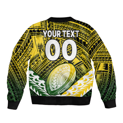 (Custom Text And Number) The Kuki's Cook Islands Rugby Bomber Jacket Be Unique Vibe Black
