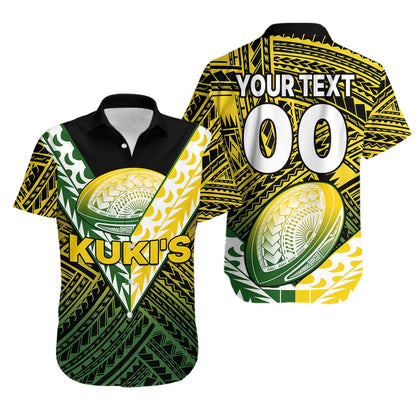 Custom Text And Number The Kuki's Cook Islands Rugby Hawaiian Shirt Be Unique Vibe Black