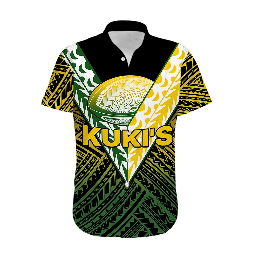 Custom Text And Number The Kuki's Cook Islands Rugby Hawaiian Shirt Be Unique Vibe Black