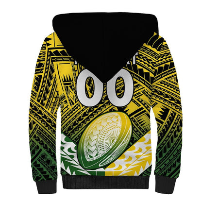 (Custom Text And Number) The Kuki's Cook Islands Rugby Sherpa Hoodie Be Unique Vibe Black