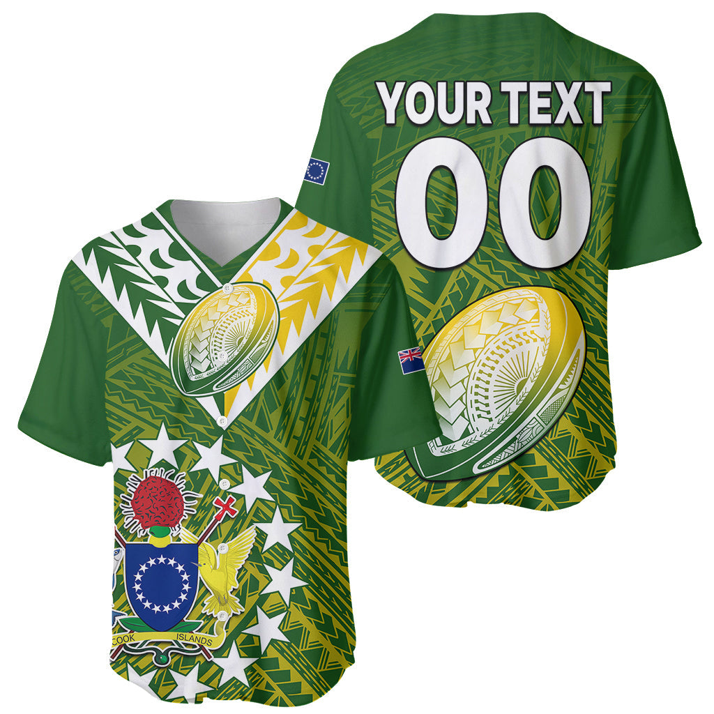 (Custom Text And Number) The Kuki's Cook Islands Rugby Baseball Jersey Be Unique Vibe Green