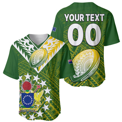 (Custom Text And Number) The Kuki's Cook Islands Rugby Baseball Jersey Be Unique Vibe Green