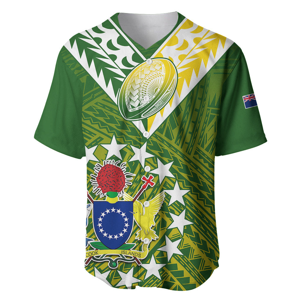 (Custom Text And Number) The Kuki's Cook Islands Rugby Baseball Jersey Be Unique Vibe Green