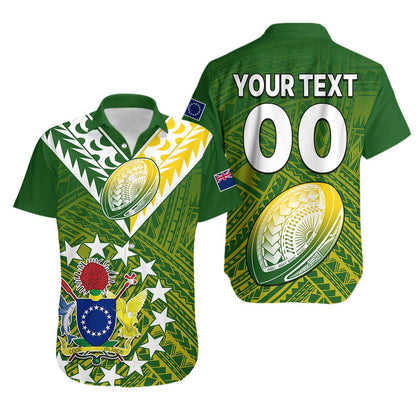 Custom Text And Number The Kuki's Cook Islands Rugby Hawaiian Shirt Be Unique Vibe Green