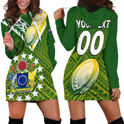 Custom Text And Number The Kuki's Cook Islands Rugby Hoodie Dress Be Unique Vibe Green