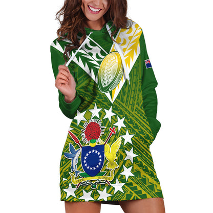 Custom Text And Number The Kuki's Cook Islands Rugby Hoodie Dress Be Unique Vibe Green