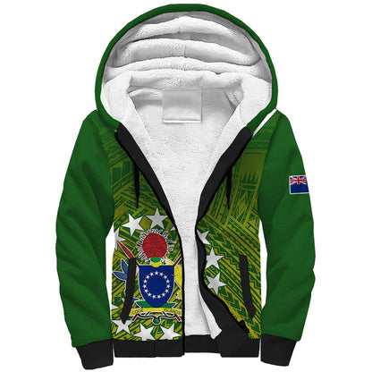 (Custom Text And Number) The Kuki's Cook Islands Rugby Sherpa Hoodie Be Unique Vibe Green