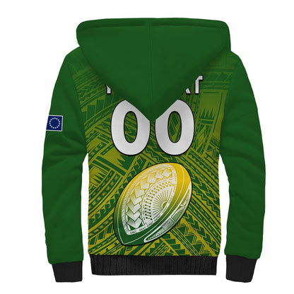 (Custom Text And Number) The Kuki's Cook Islands Rugby Sherpa Hoodie Be Unique Vibe Green