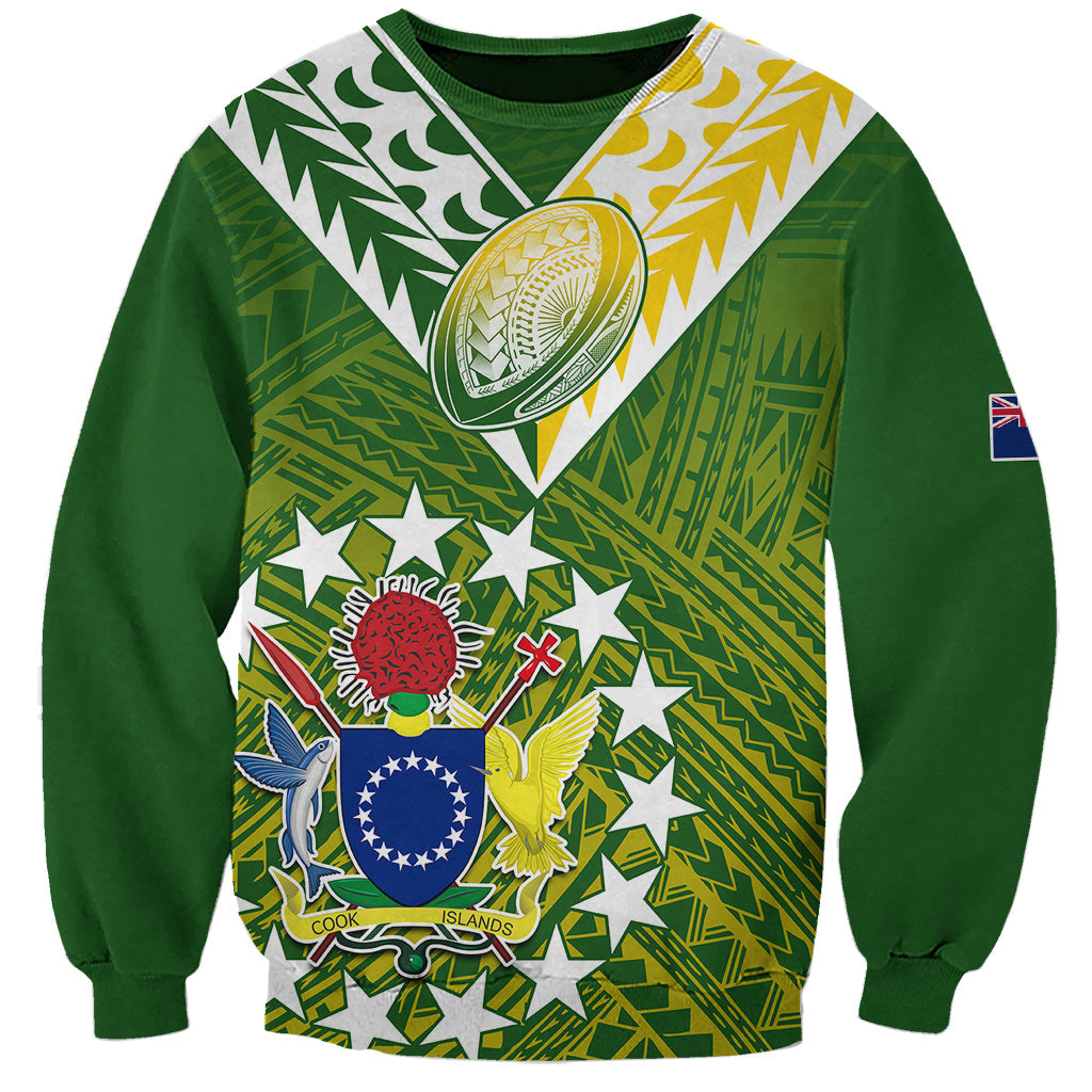 Custom Text And Number The Kuki's Cook Islands Rugby Sweatshirt Be Unique Vibe Green