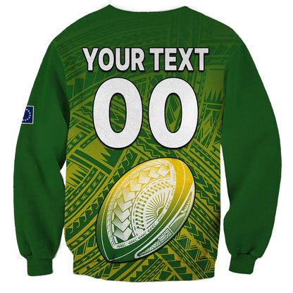 Custom Text And Number The Kuki's Cook Islands Rugby Sweatshirt Be Unique Vibe Green