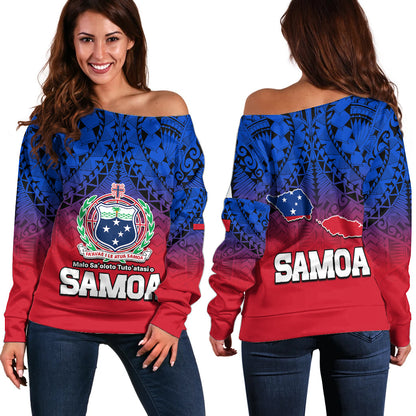 Polynesian Independent State of Samoa Gradient Off Shoulder Sweater