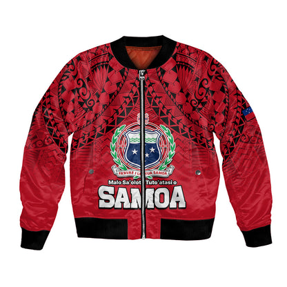 (Custom Personalised) Polynesian Independent State of Samoa Red Bomber Jacket