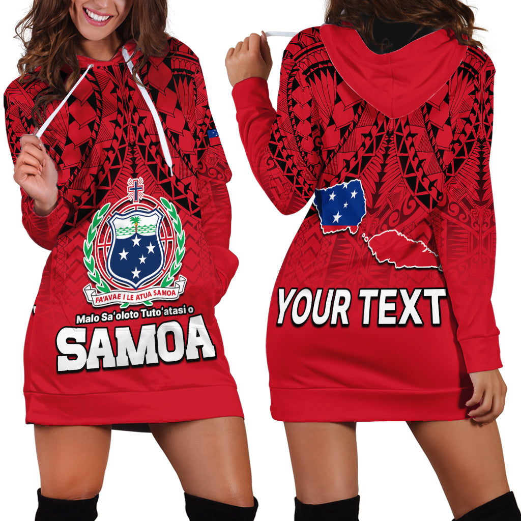 Custom Personalised Polynesian Independent State of Samoa Red Hoodie Dress