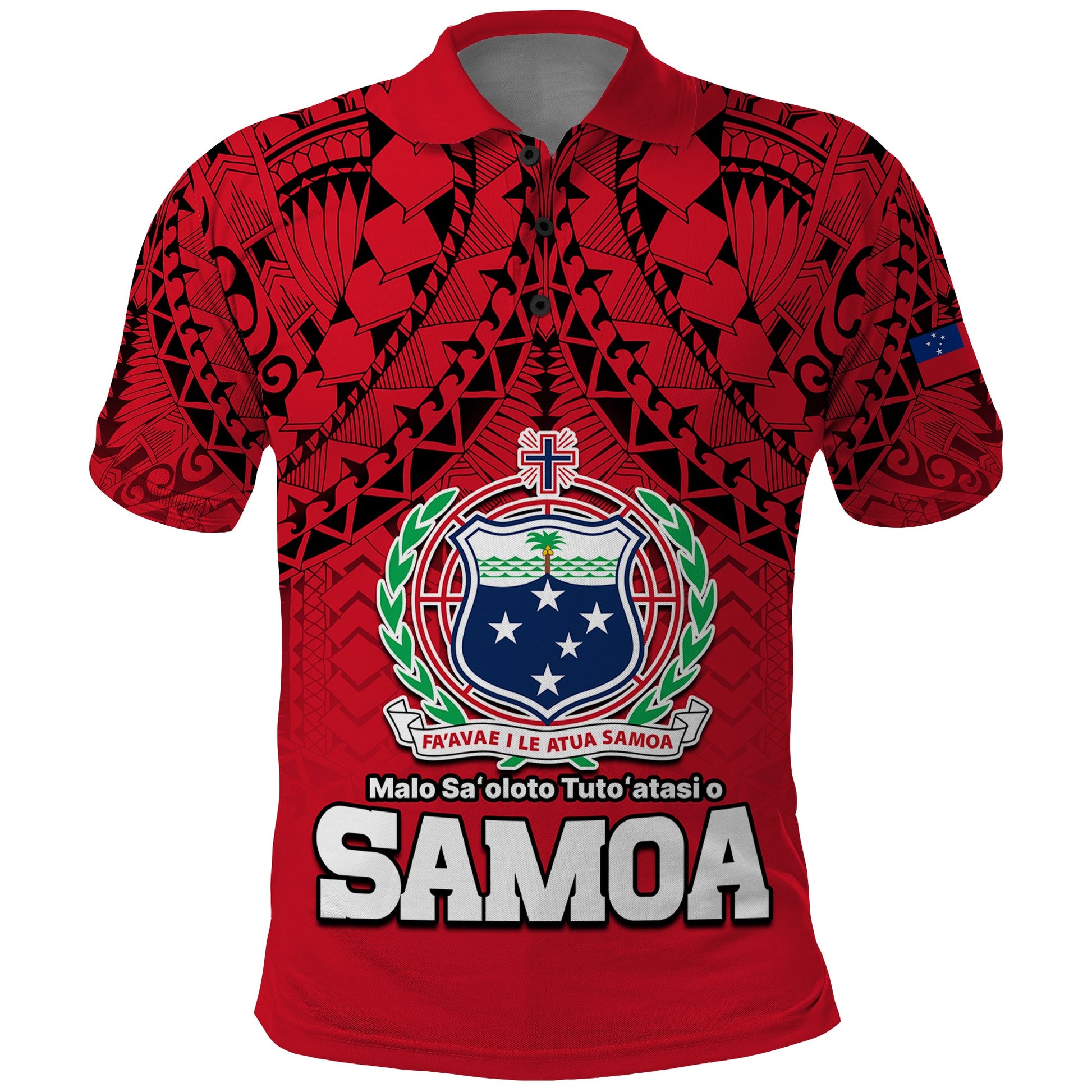 Custom Personalised Polynesian Independent State of Samoa Red Polo Shirt