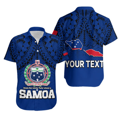 Custom Personalised Polynesian Independent State of Samoa Blue Hawaiian Shirt