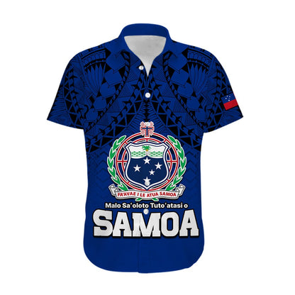 Custom Personalised Polynesian Independent State of Samoa Blue Hawaiian Shirt