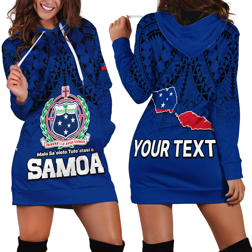Custom Personalised Polynesian Independent State of Samoa Blue Hoodie Dress