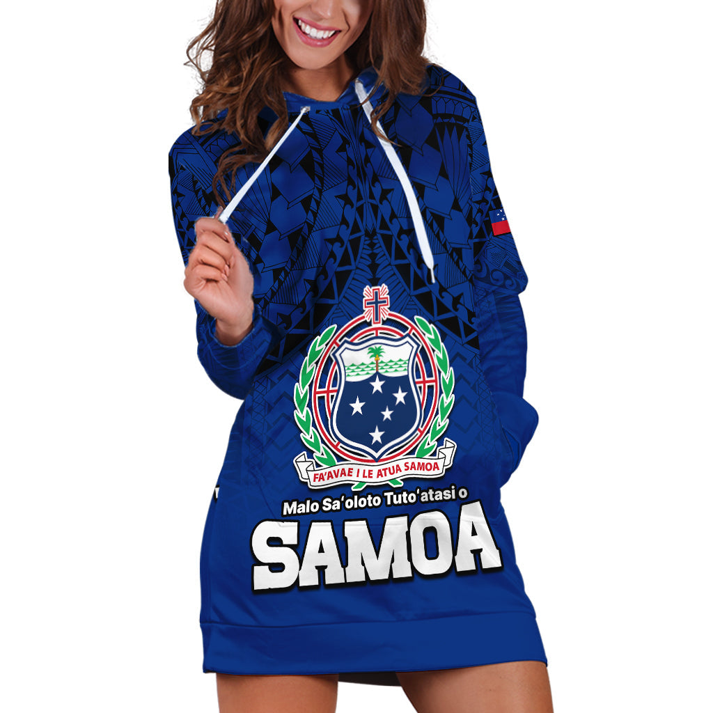 Custom Personalised Polynesian Independent State of Samoa Blue Hoodie Dress