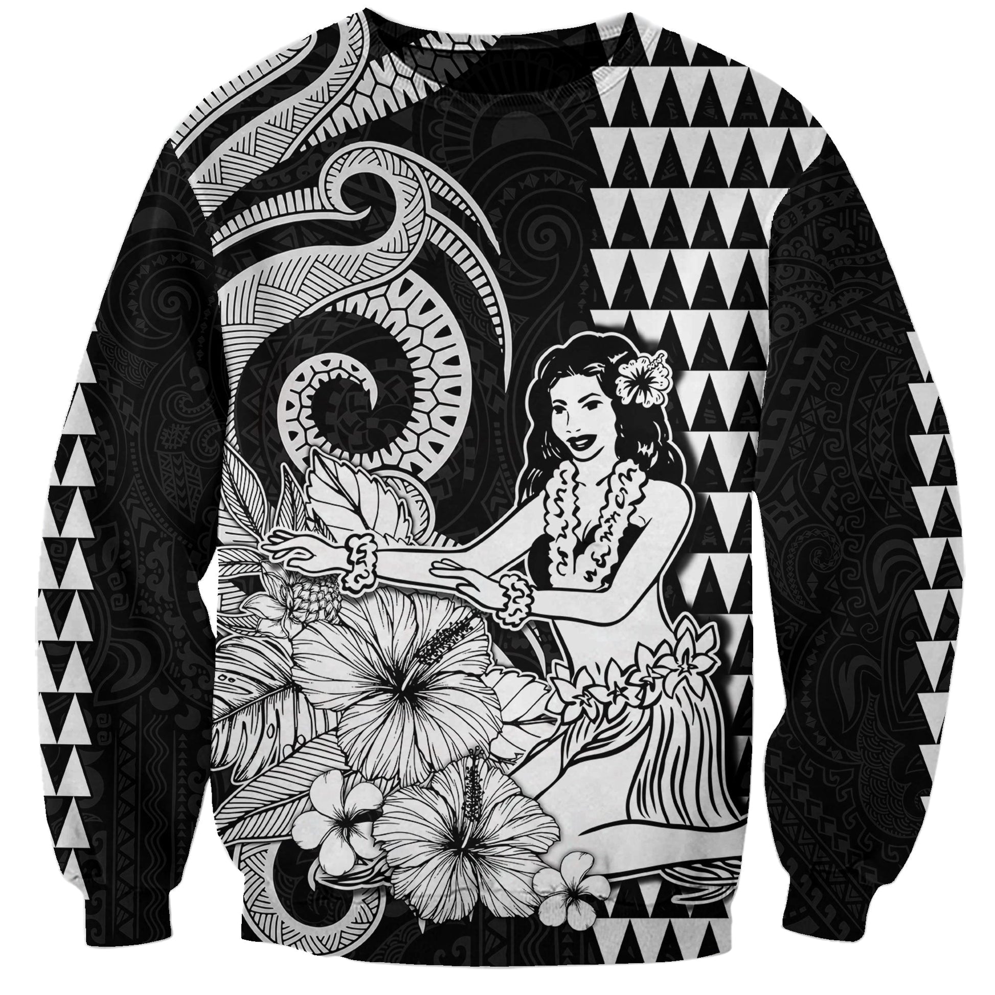 Aloha Hula Girl Hawaiian Tribal and Simple Kakau Sweatshirt