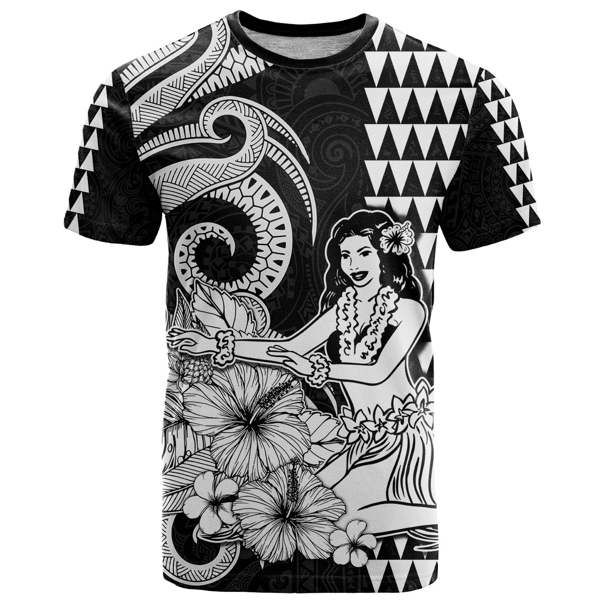 Aloha Hula Girl Hawaiian Tribal and Simple Kakau T Shirt
