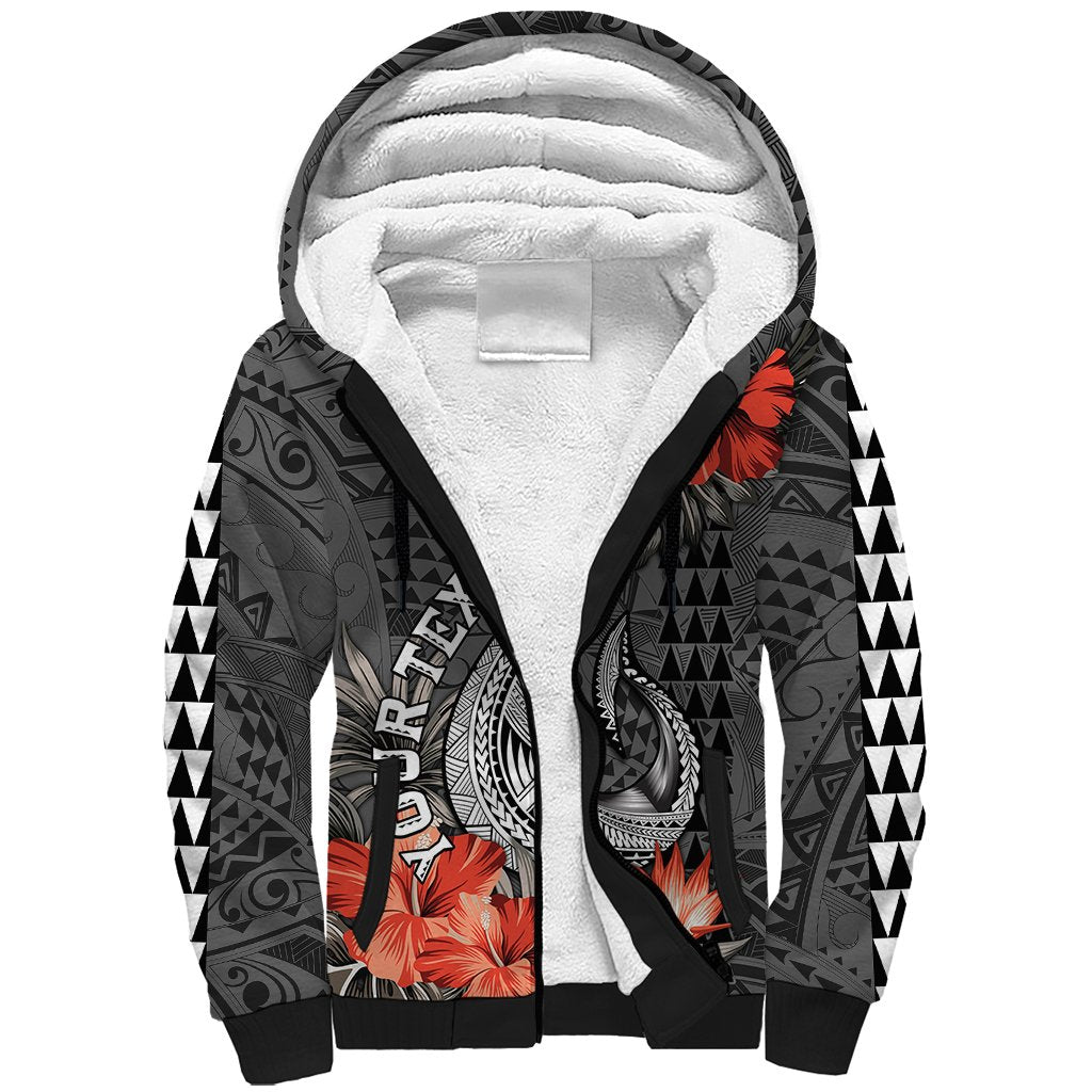 Personalised Hawaii Fish Hook Sherpa Hoodie Polynesian Vintage Vibes