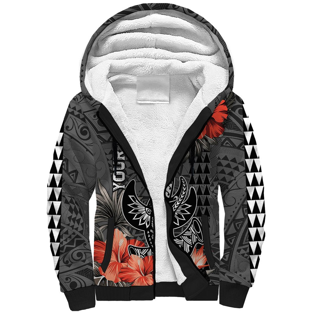 Personalised Hawaii Hammerhead Shark Sherpa Hoodie Polynesian Vintage Vibes