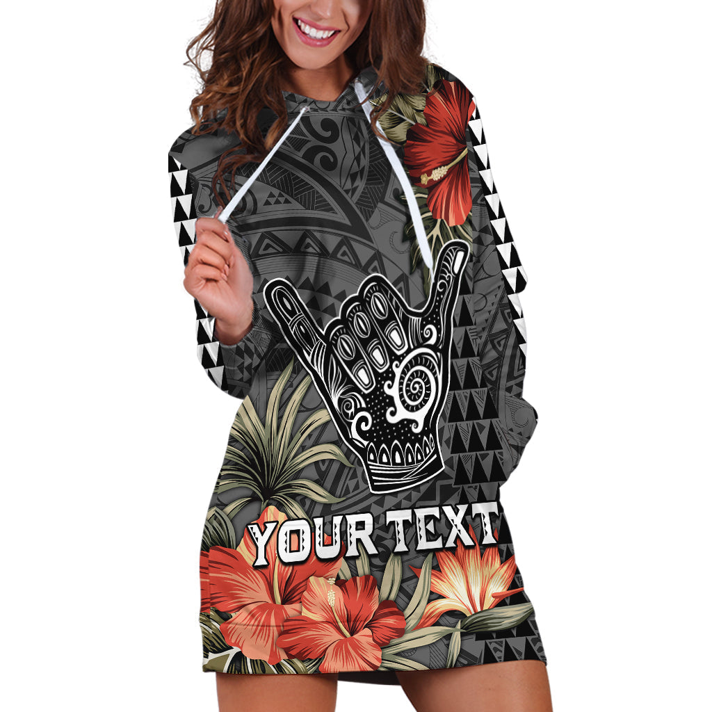 Personalised Hawaii Shaka Surf Hand Sign Hoodie Dress Polynesian Vintage Vibes