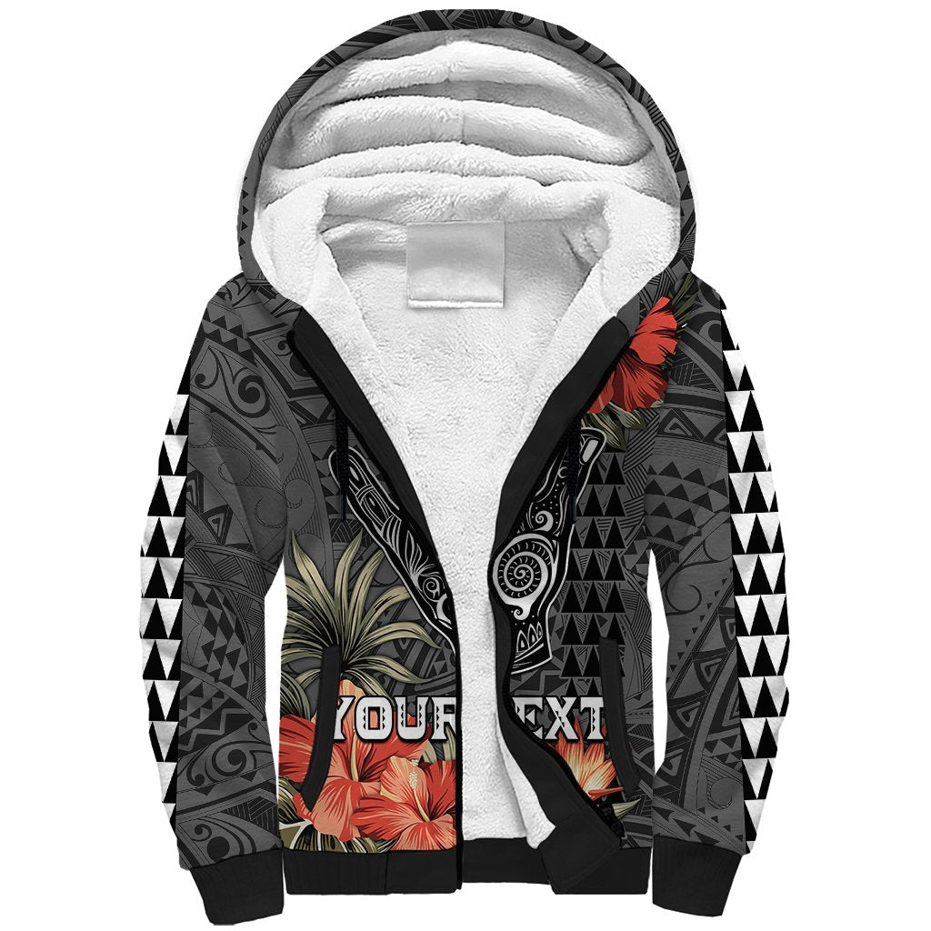 Personalised Hawaii Shaka Surf Hand Sign Sherpa Hoodie Polynesian Vintage Vibes