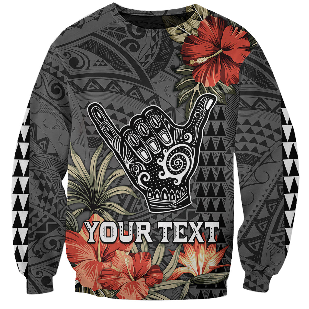 Personalised Hawaii Shaka Surf Hand Sign Sweatshirt Polynesian Vintage Vibes