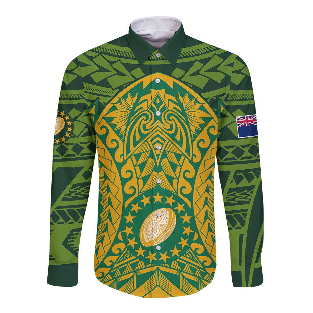 Cook Islands Rugby Long Sleeve Button Shirt Kukis Athletic Style