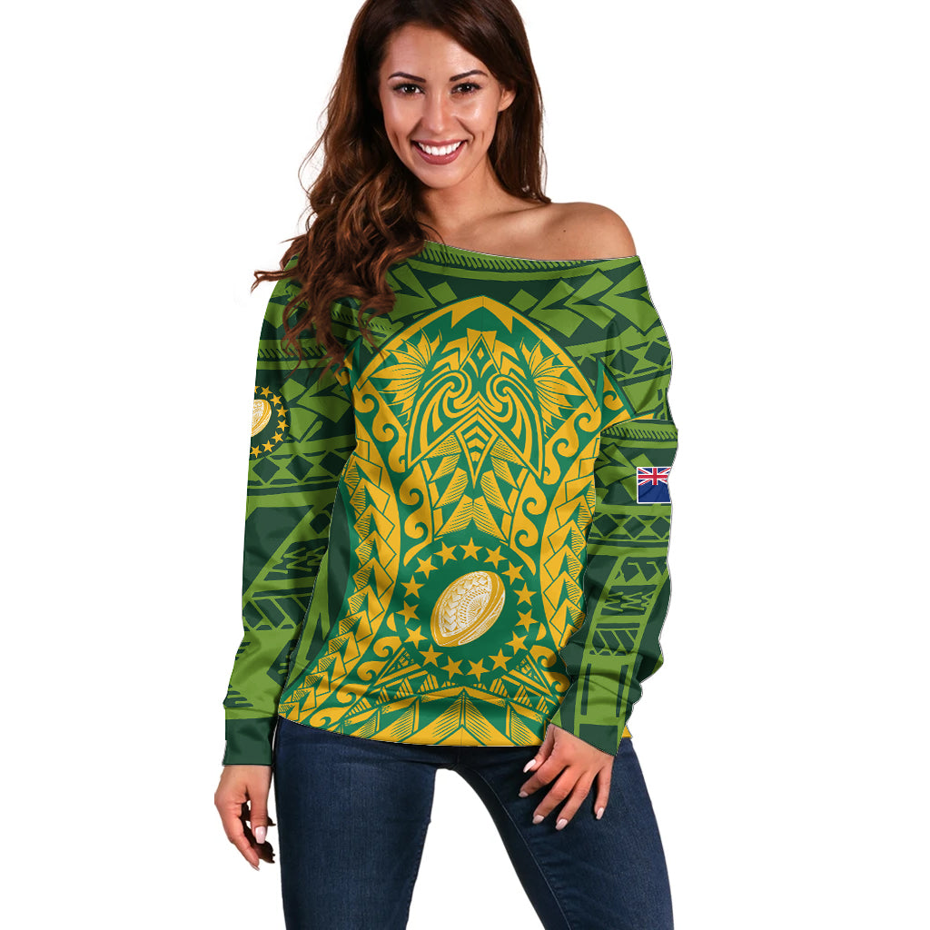 Cook Islands Rugby Off Shoulder Sweater Kukis Athletic Style