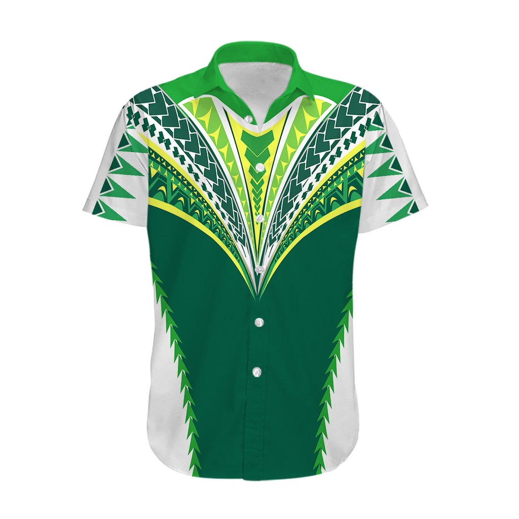 Personalised Polynesian Cook Islands Rugby Hawaiian Shirt No1