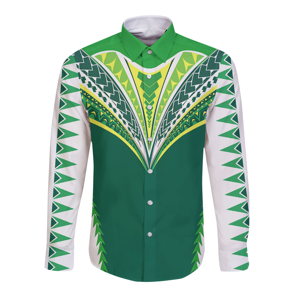 Polynesian Cook Islands Rugby Long Sleeve Button Shirt No1