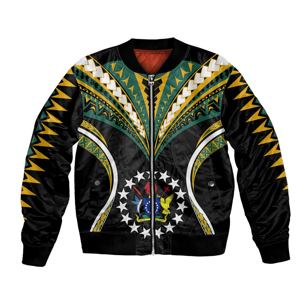 Polynesian Cook Islands Bomber Jacket Tribal Wave Style